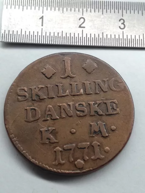 DANEMARK 1 Skilling Dansk 1771 (ref 3-11)