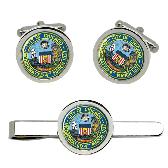 Chicago IL (USA) Cufflinks and Tie Clip Set