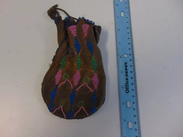 ANTIQUE Vintage  CROW / ABSAROKA INDIAN POUCH N. PLAINS MONTANA - XLNT COND !