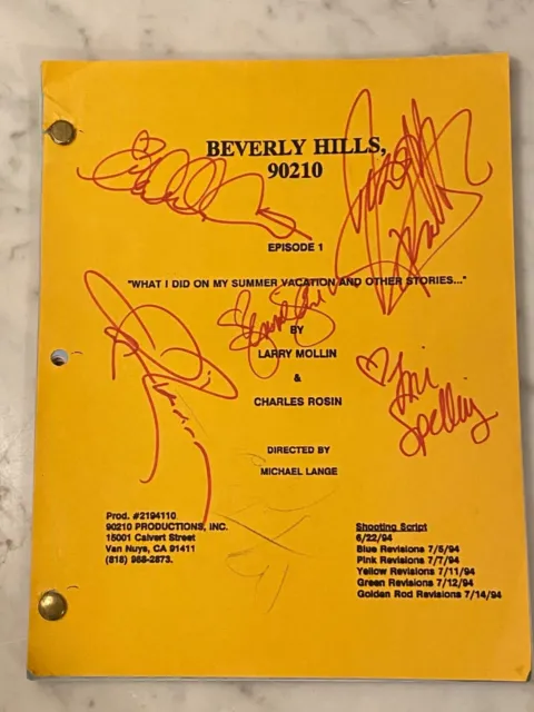 Beverly Hills 90210 Cast Spelling, Garth, Priestley, Ziering signed script