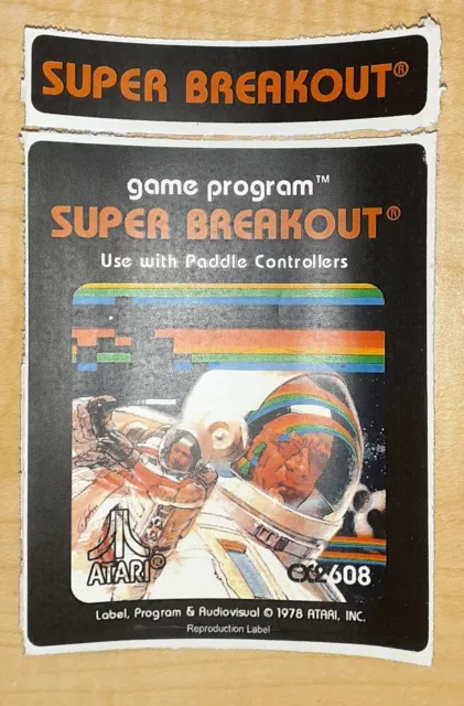 Replacement Atari 2600 Super Breakout Label - Machine cut just peel and stick