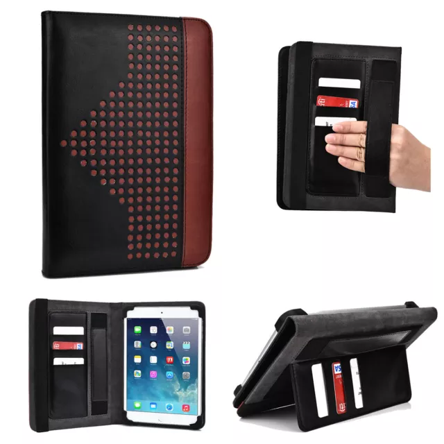 Universal Folio Tablet Case with Card and Hand Strap for 6 to 8 Inch Tablets