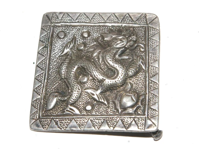 ancienne broche en argent avec dragon