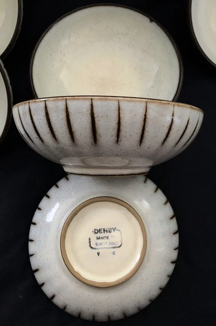 Vtg Denby Pottery England STUDIO LINE PATTERN (6) Cereal or Fruit Bowls 5-11/16"