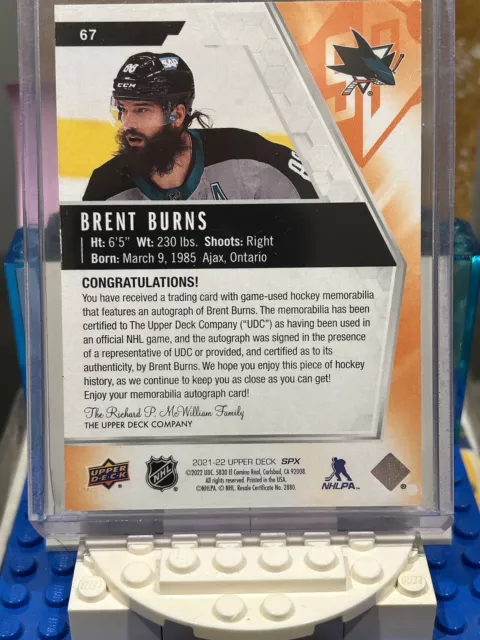 1 of 1 Brent Burns Patch Auto from 2021-22 SPX 2