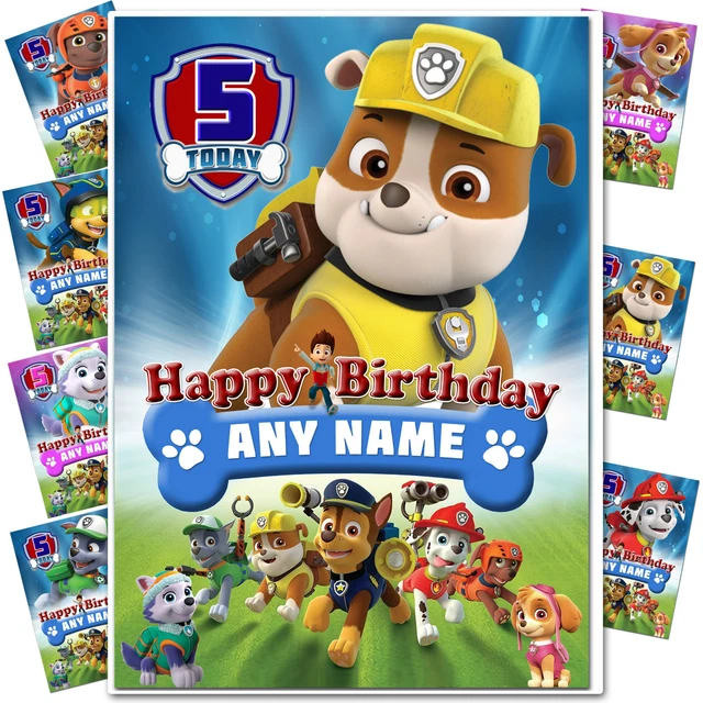 LARGE PERSONALISED BIRTHDAY card; PAW Patrol; Any age name for little