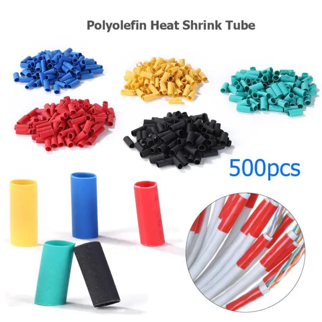 500pcs Polyolefin Heat Shrink Tube Insulated Shrinkable Wrap Cable Sleeve 3