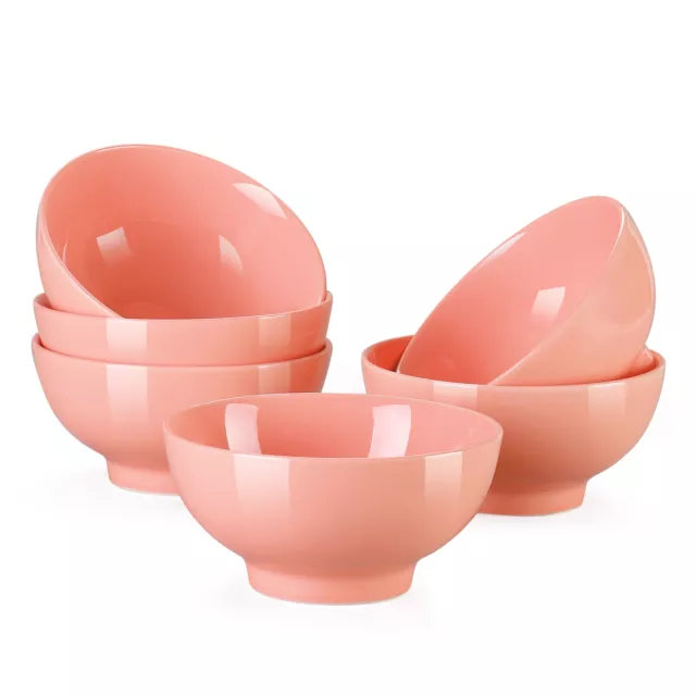 LOVECASA Porzellan Müslischale 6 teilig Rosa Schalen Set Suppenschale Eisschalen