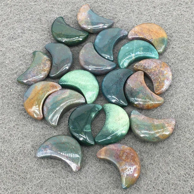 20pcs Natural Crystals Moon Indian Agate Stone Gemstone Reiki Healing Decorate