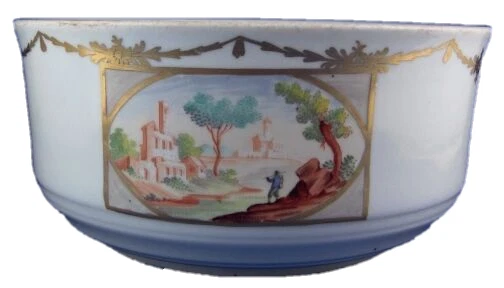 18thC Wallendorf Volkstedt Porcelain Scenic Slop / Waste Bowl Porzellan Schale