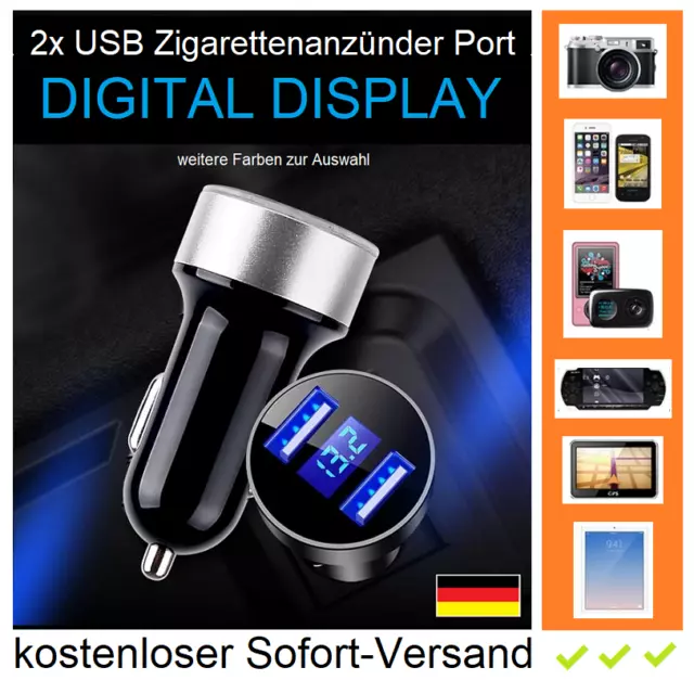 USB Zigarettenanzünder KFZ Ladegerät 2x Port Auto LKW Samsung Handy iPhone NEU✅