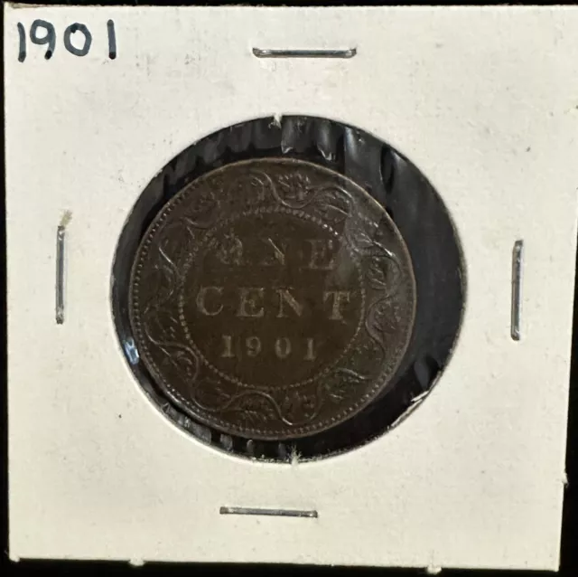 1901 Canada Large Cent One Coin Rare Canadian 1 Penny Queen Victoria Bronze KM#7