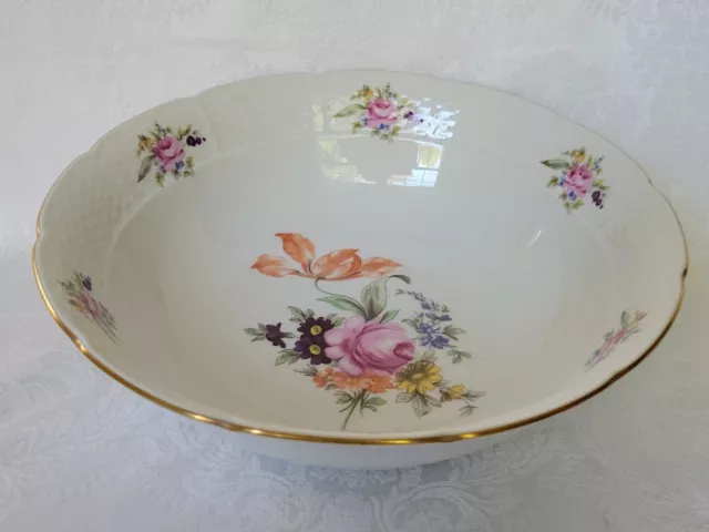 Tk Thun Czechoslovakia Serving Bowl 9" Dresden Flowers &Gold, Bohemia Porcelain