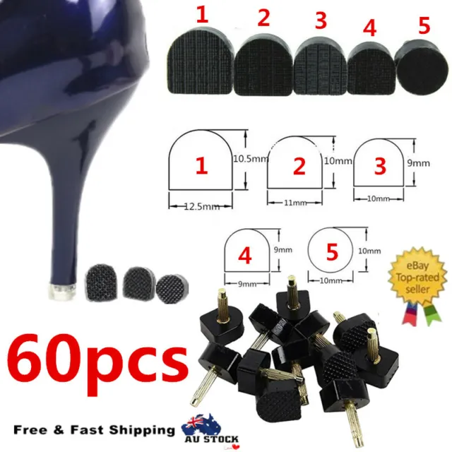 60X 5 Size Mixed High Heel Shoe Tips Replacements Stiletto Repair Tips Cap Plate