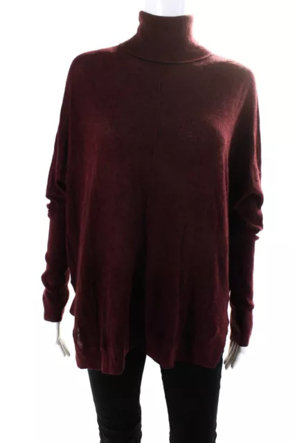 Trouve Womens Knit Turtleneck Long Sleeve Thin Sweater Top Maroon Red Size M