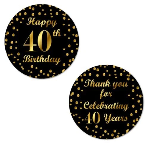 40th Birthday Round 2 Inch Big Glossy Stickers, Thank You for Celebrating 40