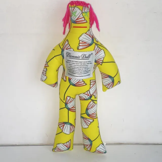 Dammit Doll 13" Stress Relief Adult Doll Bright Yellow with White & Pink Flowers