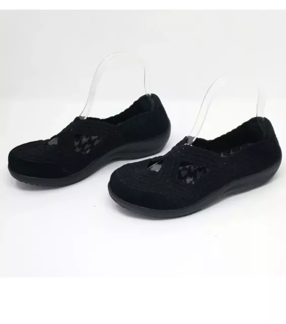 Skechers Savor Entice Woven Relaxed Fit Slip On Shoes Black 48979 Womens Size 7