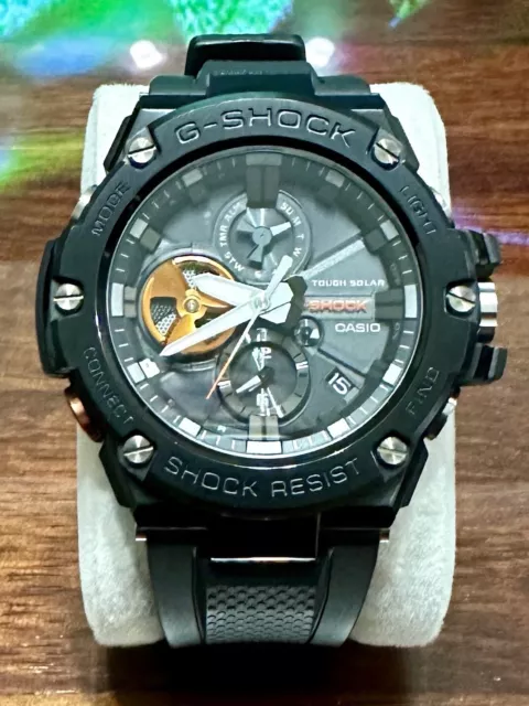 Casio G-Shock Solar GST-B100 G-Steel Black & Orange Watch