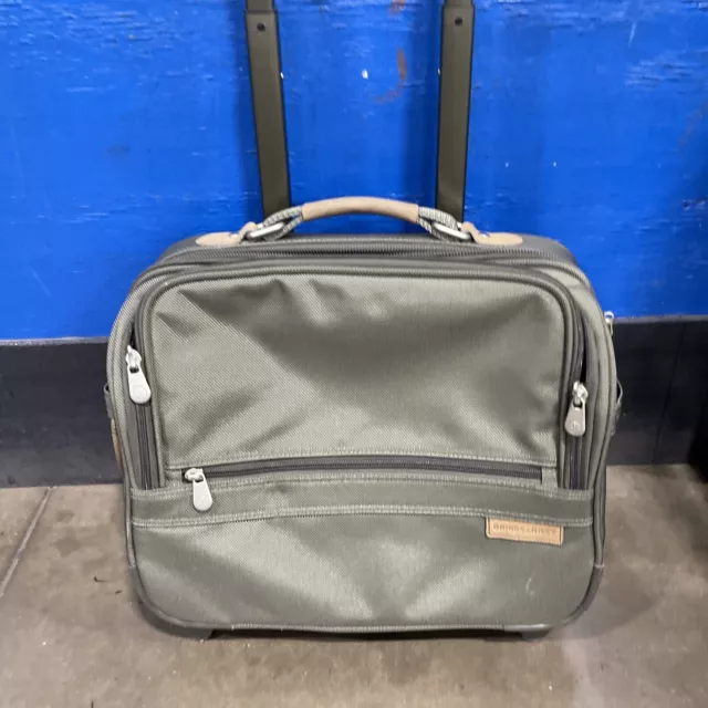 Briggs & Riley Travelware Rolling Briefcase Carry On Luggage Green Nylon