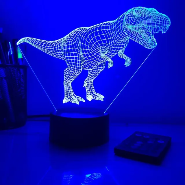 LED Night Light Desk Lamp  3D Kids Home Decor Art Hologram Tyrannosaurus Rex