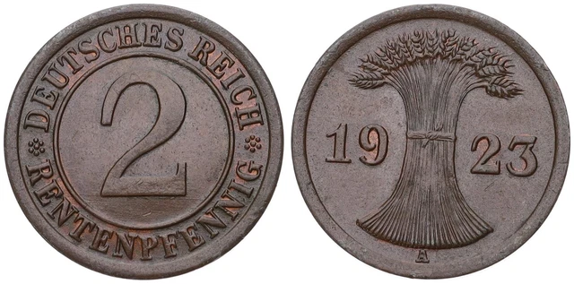 Germany 2 Pfennig 1923-1936 Reichspfennig Km#31 , 38 Various Years