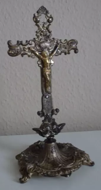 Gründerzeit WMF Kruzifix Kreuz Altar  Metall versilbert um 1890 , 050123K-3