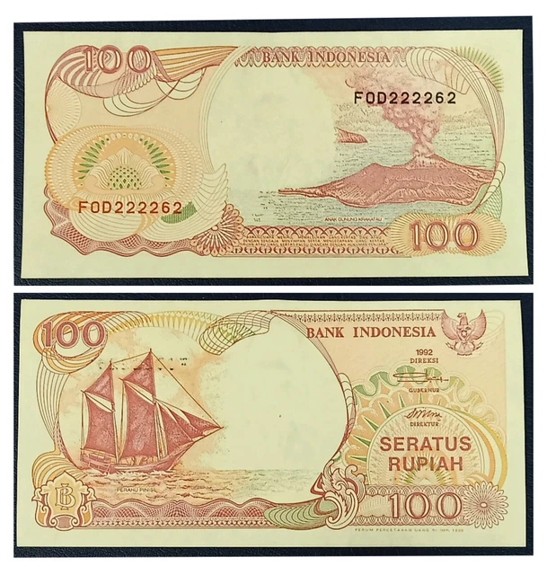 015. Indonesia 100 Rupiah 1992 Almost Solid S/N 222262 aUNC