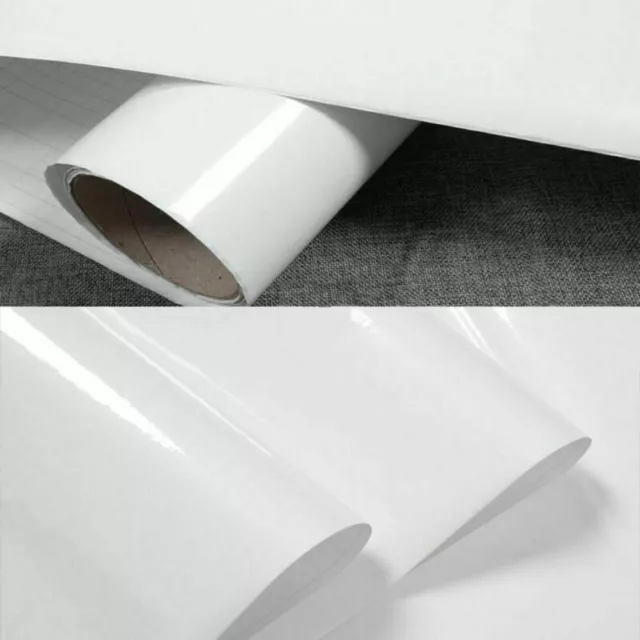 Gloss White Vinyl Self Adhesive Wallpaper Roll Kitchen Contact Paper Vinyl Film