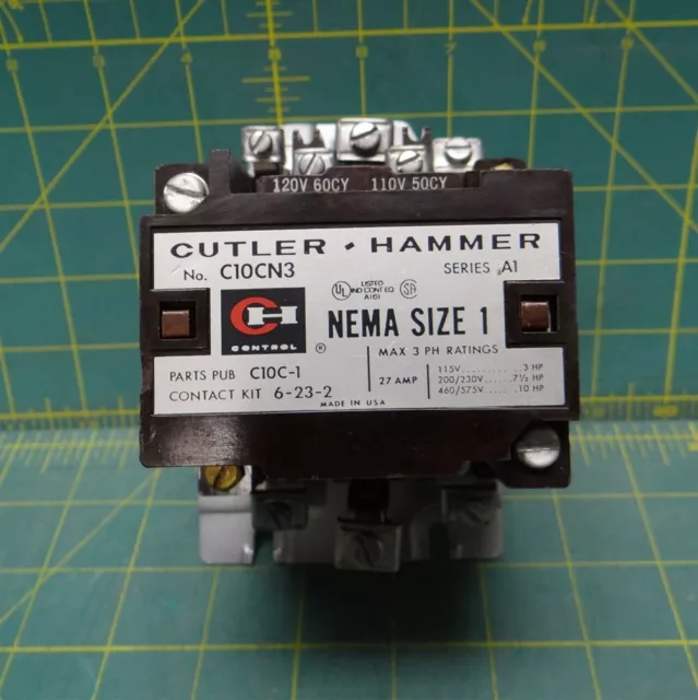 Cutler - Hammer C10CN3 Series A1 Starter NEMA SIZE 1 Max 3 PH Ratings