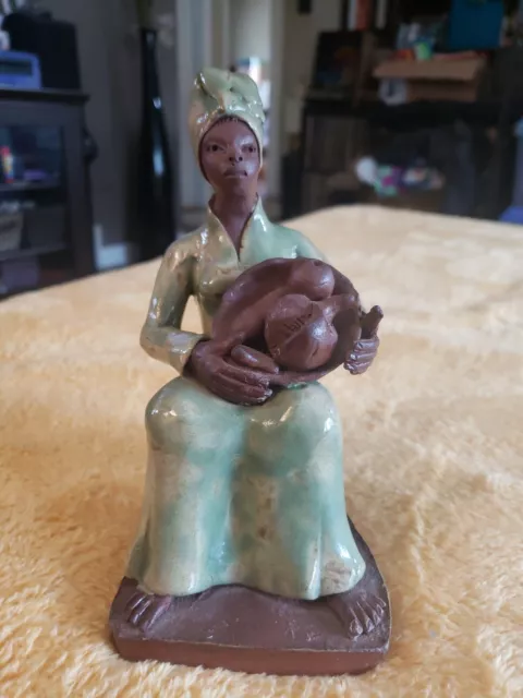 Things Jamaican 1980s Figurine Folk Art Pottery Vintage Red Clay Glazed Statue