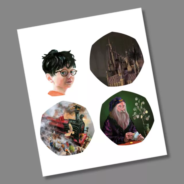 Harry Potter 50p Collection Complet Visage Pièce de Monnaie Autocollant Stickers