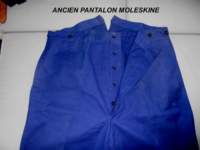 Pantalon Bleu de Travail Ancien Vintage Neuf de Stock moleskine taille 56