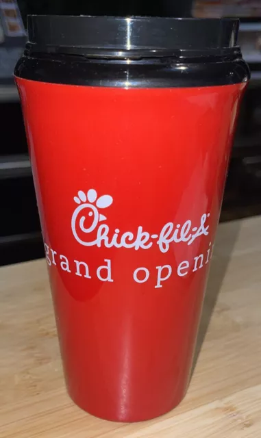 CHICK-FIL-A Red White Black 16 oz Grand Opening Plastic Cups Tumbler w/Lid