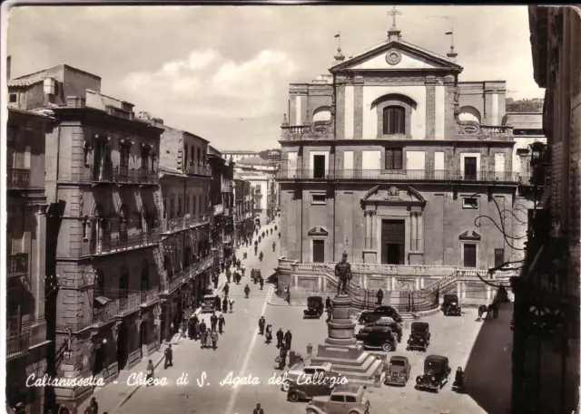 Cartolina  Caltanissetta Citta'  B/N    Viaggiata 1959 Chiesa S. Agata