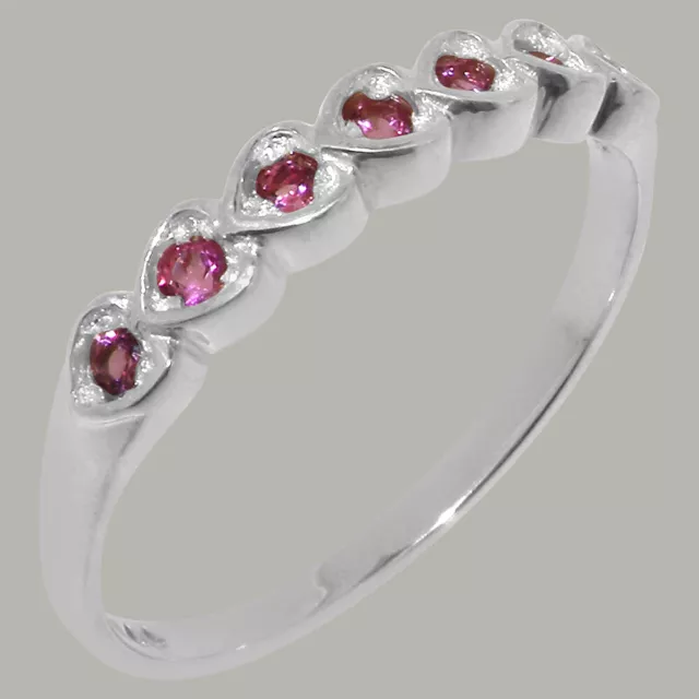 Solid 925 Sterling Silver Natural Pink Tourmaline Womens Eternity Ring