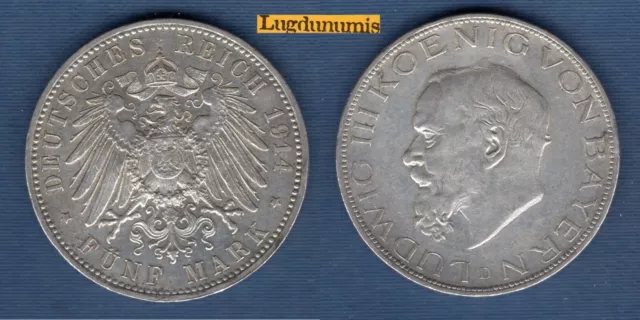 Germania – 5 Marchi 1914 D Monaco Bavaria Baviera Ttb Ludwig III - Germany