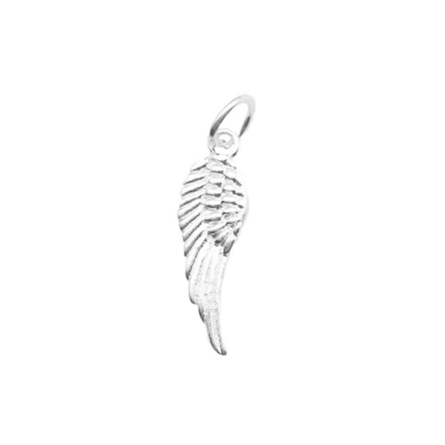 Sterling Silver Solid Feather Angel Wing Charm Pendant For Necklace Bracelet