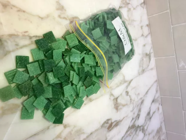 1kg shades of Frost Green mixed colour glass mosaics