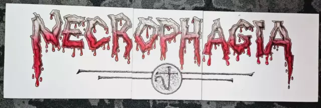 Amazing Original Over 4 Foot Long NECROPHAGIA Banner Logo by Chas Balun 3 pieces