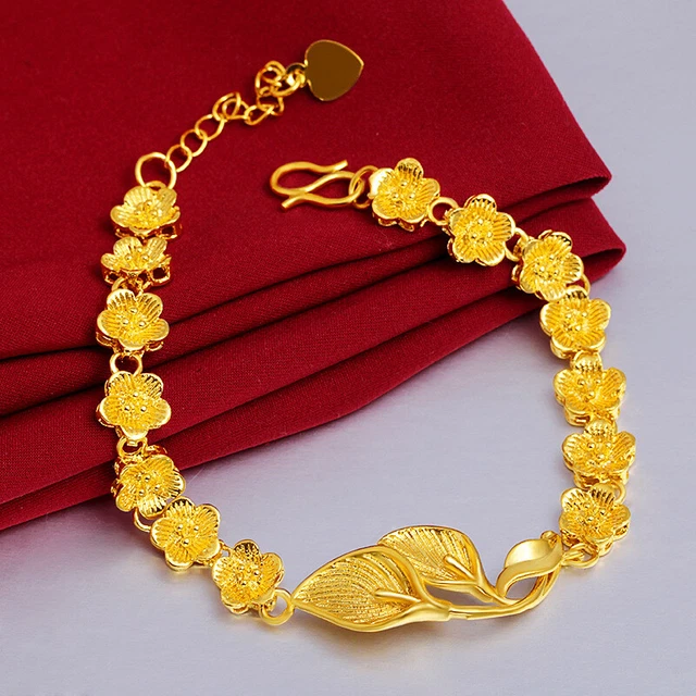 fashion Flower leaves 22K 23K 24K THAI BAHT YELLOW GOLD GP NECKLACE Bracelet