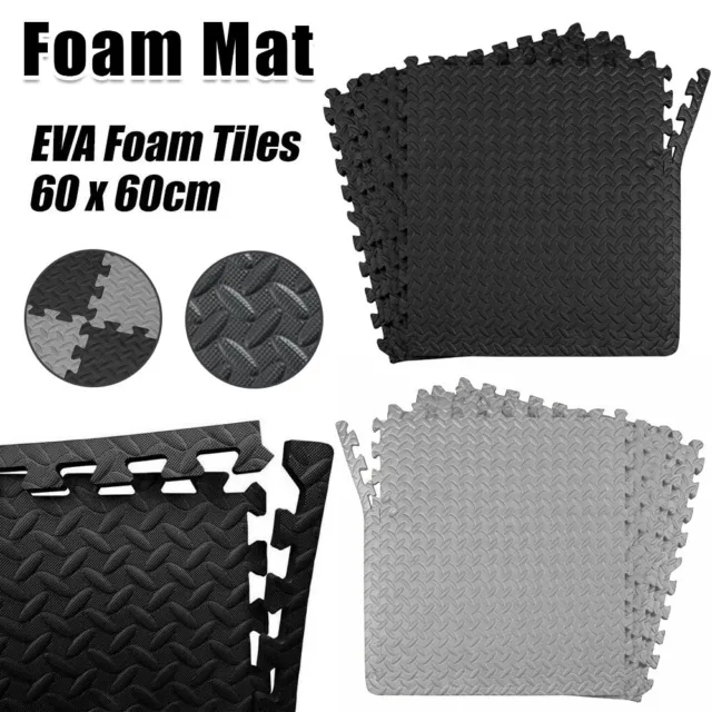 6-48X Interlocking Heavy Duty EVA Foam Gym Flooring Mat Floor Mats Tiles 60x60cm