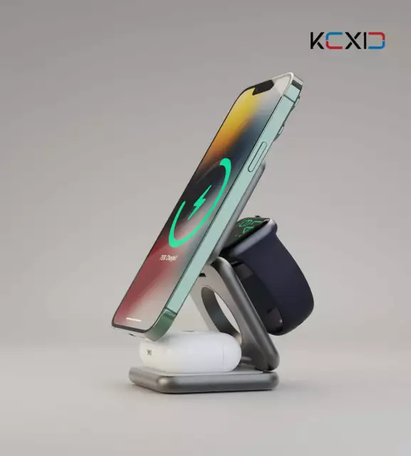KUXIU X40 3-in-1 Faltbar Magnetisch Kabellos iPhone iWatch Ladegerät & Ständer