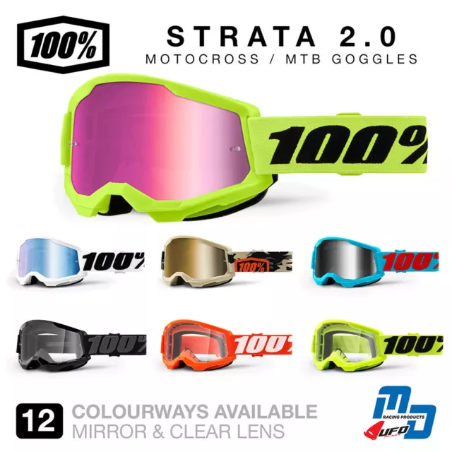 100% STRATA 2.0 Goggles Off-Road Motocross Goggles MTB Quad 100 Percent Goggles