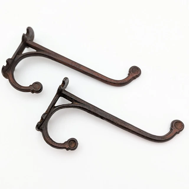 Antique Cast Iron Set 2 Tack Harness Double Hooks Horse Barn Coat Hook 7 7/8"