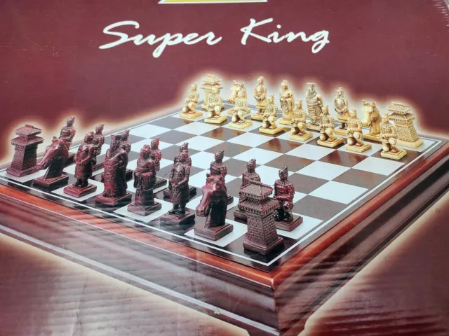 WE Games Chinese QIN DYNASTY EMPEROR TERRACOTTA Chess Set Wood Board