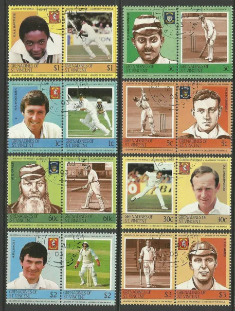 ST.VINCENT GRENADINES 1984 (1st) CRICKETERS Set 16 Values USED