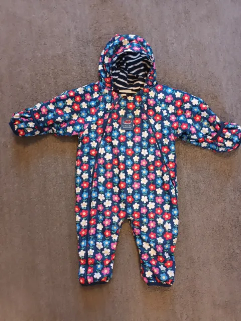 JOJO MAMAN BEBE Pramsuit 9-12m  Fleece Lined All In One SNOWSUIT Floral Print