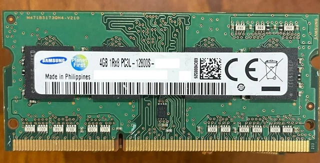 Samsung Laptop RAM 4GB 1Rx8 PC3L 12800S Low Voltage 1.35V SO-DIMM  DDR3-1600MHz