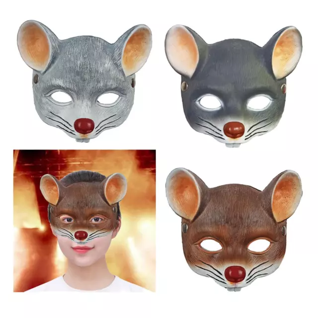 3D souris demi visage masque Costume Cosplay mascarade Pâques Rat Animal masque